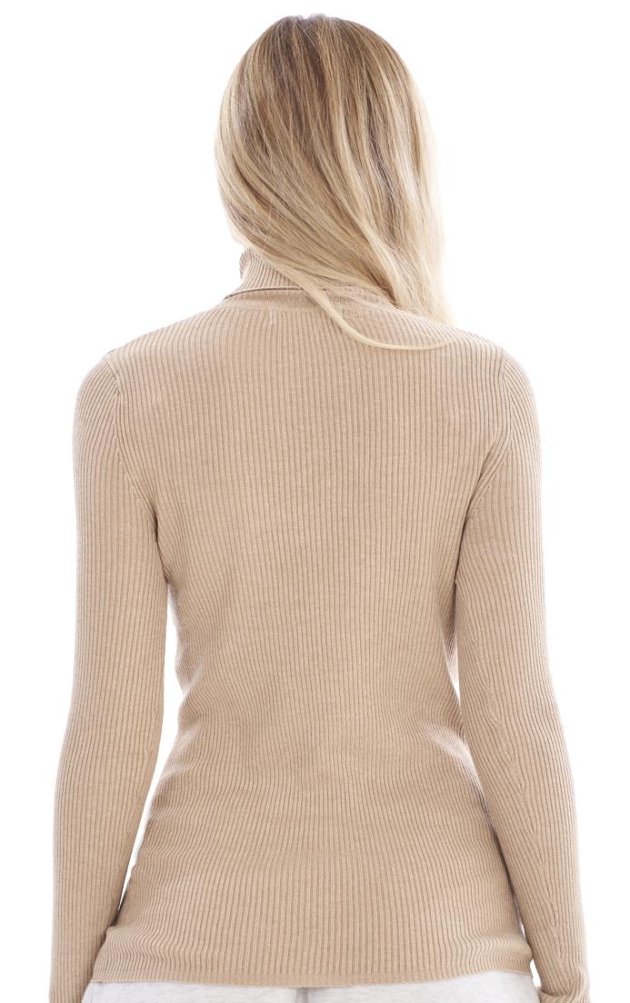 Ladies Ribbed Top Roll Neck Knitwear Long Sleeve Jumper - Picture 12 of 21