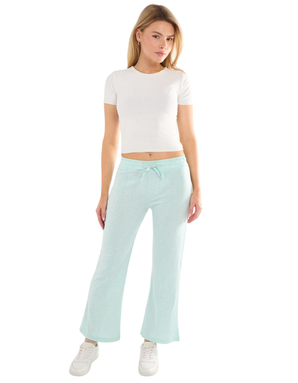 Ladies Flared Joggers 28" Leg Soft Touch Lightweight Stretch Lounge Pants - Picture 2 of 19