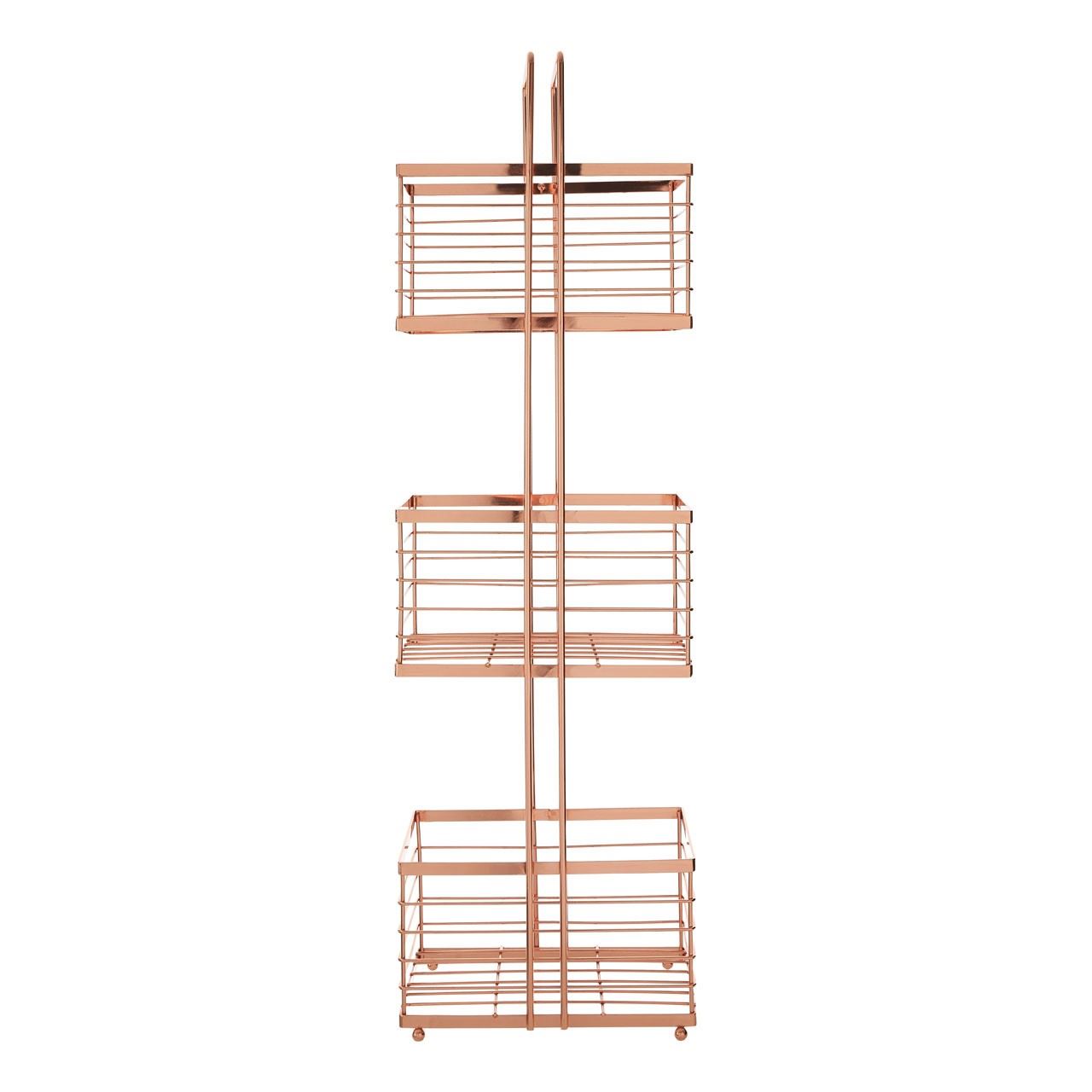 3 Shelf Rectangular Rose Gold Storage Basket Organiser Iron Wire eBay