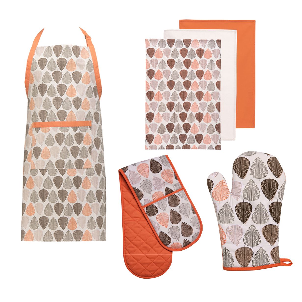 Premier Housewares Leaf Double Oven Glove Orange Premier Housewares Leaf Double Oven Glove Orange