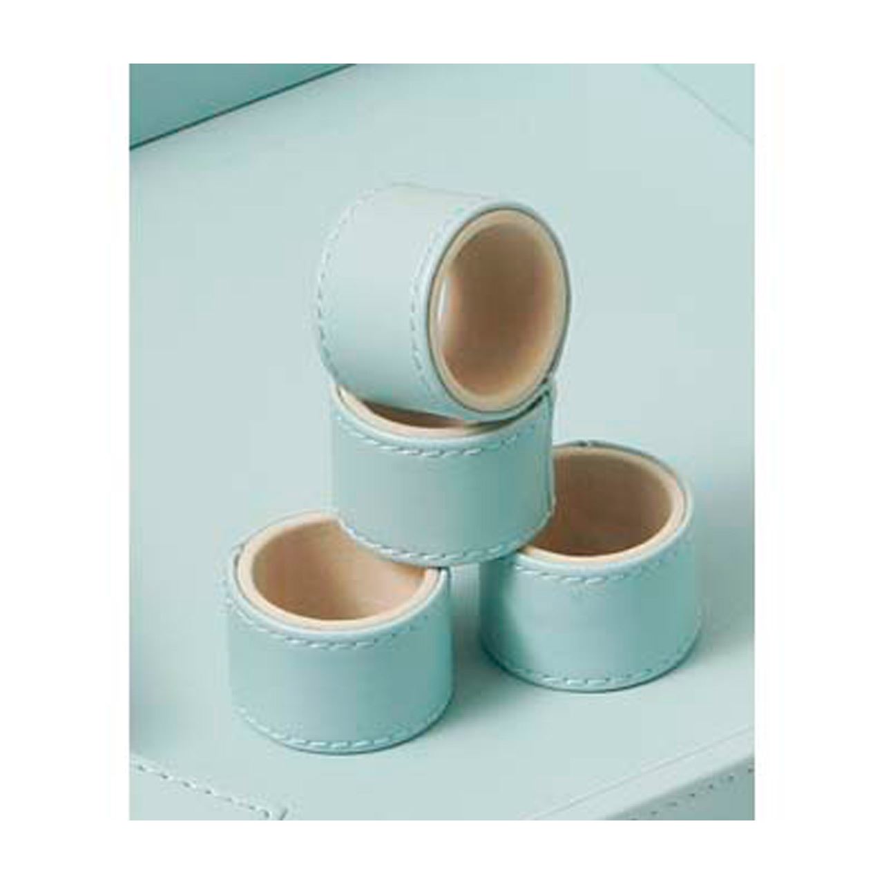 Napkin Rings, Set of 4 Faux Leather Baby Blue eBay