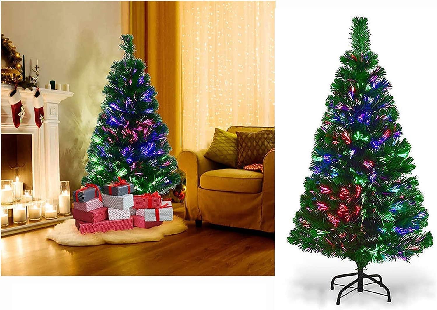 Christmas Tree Pre-Lit Green Fiber Optic LED Light Xmas Home Festive Decor 2-7FT - Picture 40 of 65
