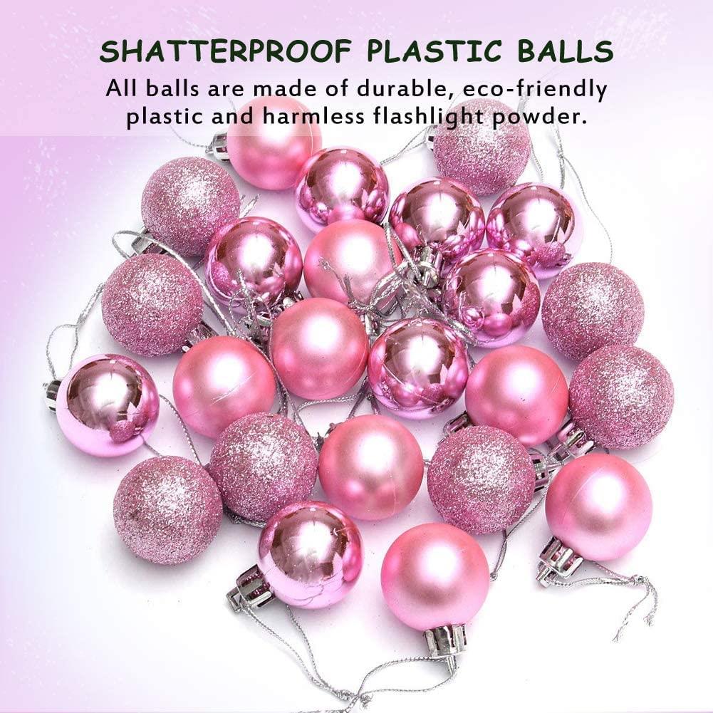 Christmas Baubles Tree Ornament Shiny Glitter Balls Xmas Hanging Decoration 30mm - Picture 72 of 109