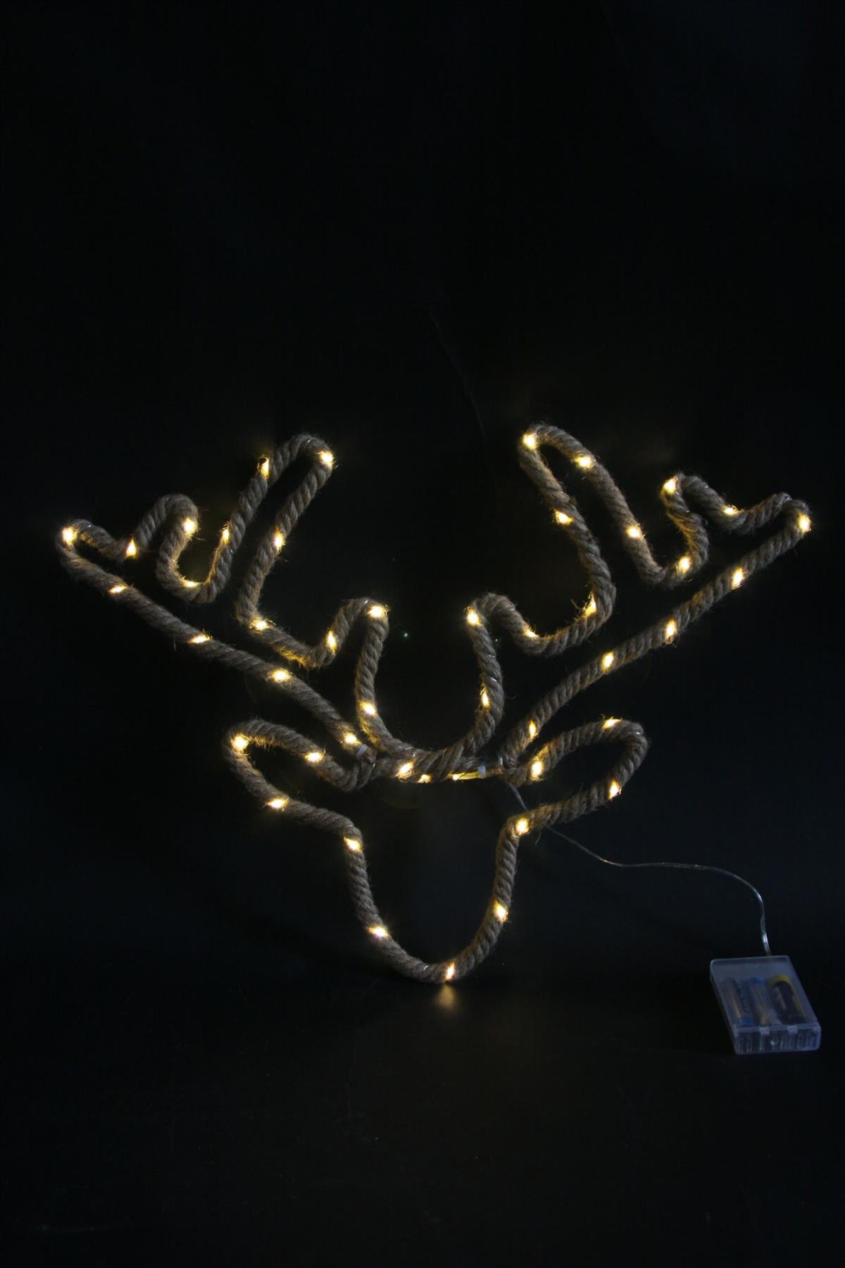Christmas Rope Lights Silhouette Warm White LED Hemp Jute Wall Window Decoration - Picture 24 of 54