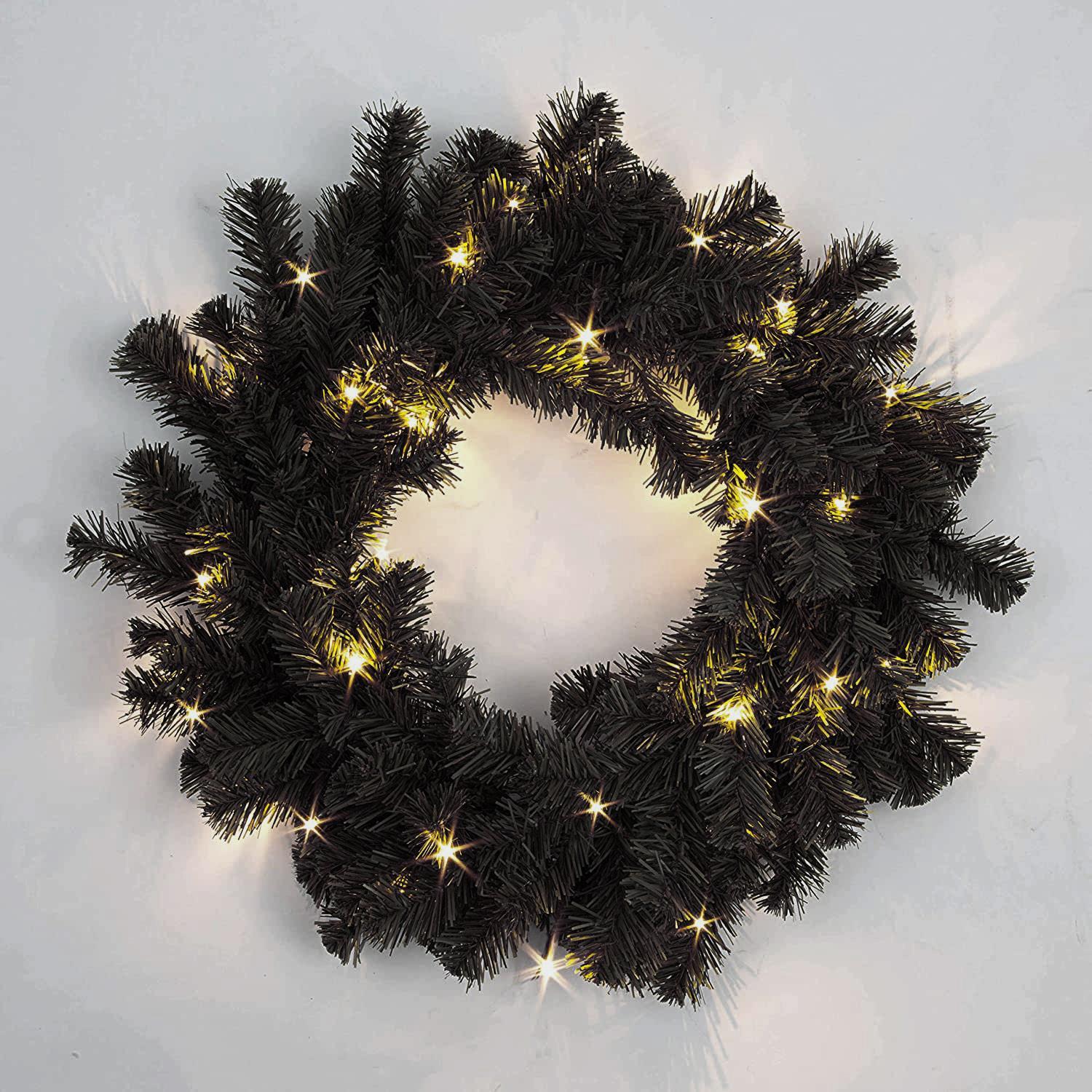 Pre Lit Christmas Wreaths Snow Flocked LED Hanging Wall Door Xmas Home Decor - Picture 5 of 31