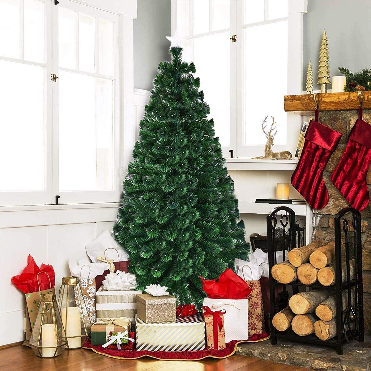 Christmas Tree Pre-Lit Green Fiber Optic LED Light Xmas Home Festive Decor 2-6FT - Picture 11 of 43