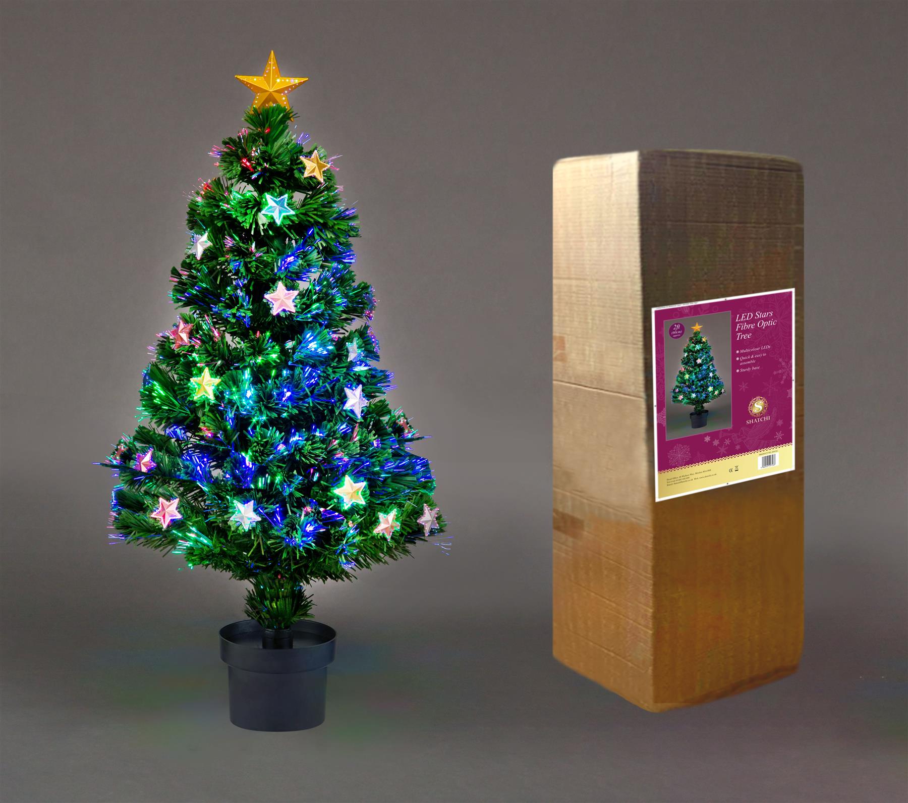 CHRISTMAS TREE PRELIT Fiber Optic Pine LED Lights Xmas Home Decor Star