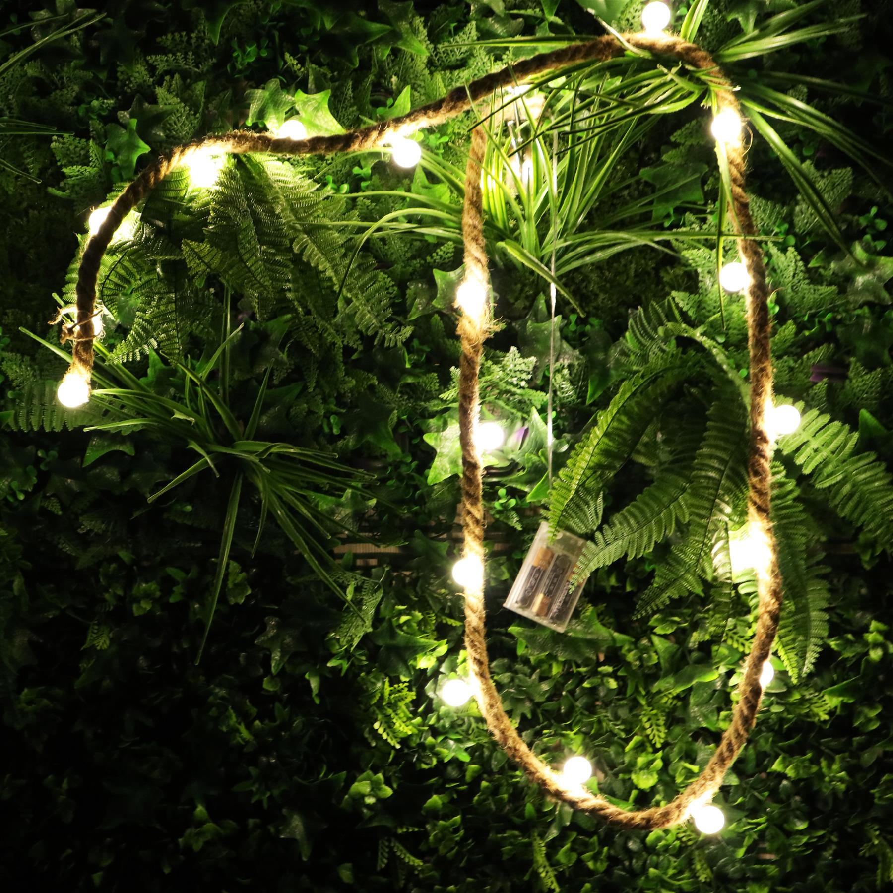 Christmas Rope Lights Silhouette Warm White LED Hemp Jute Wall Window Decoration - Picture 8 of 54