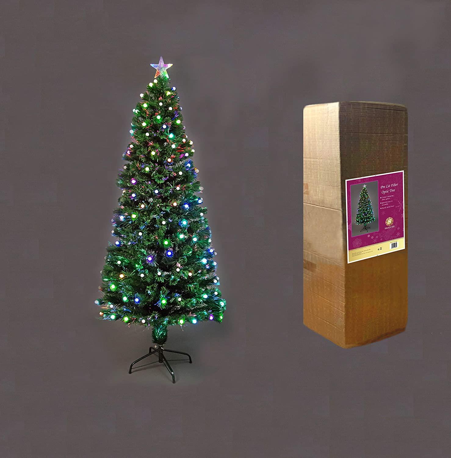 Christmas Tree Pre-Lit Fiber Optic Pine LED Lights Xmas Home Decor Berries 2-6FT - Picture 43 of 48