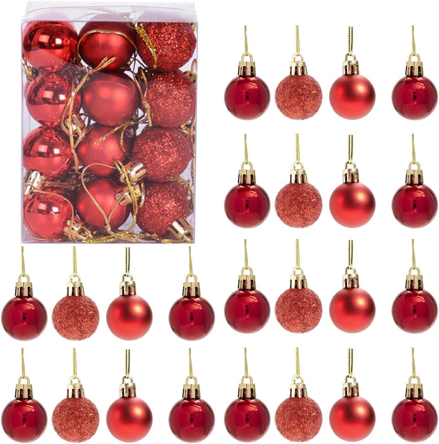 Christmas Baubles Tree Ornament Shiny Glitter Balls Xmas Hanging Decoration 30mm - Picture 85 of 109