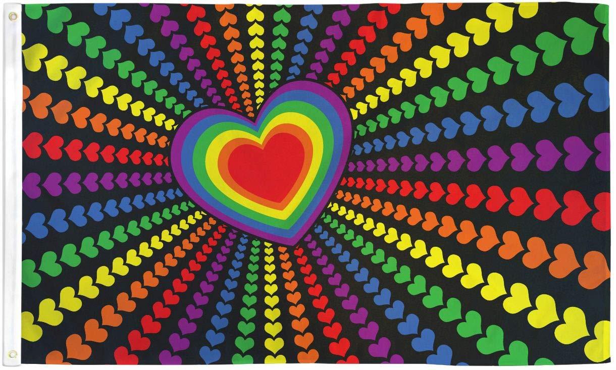 RAINBOW SWIRL FLAG 5/' x 3/' Peace CND Festival Gay Pride Rights Lesbian LGBT