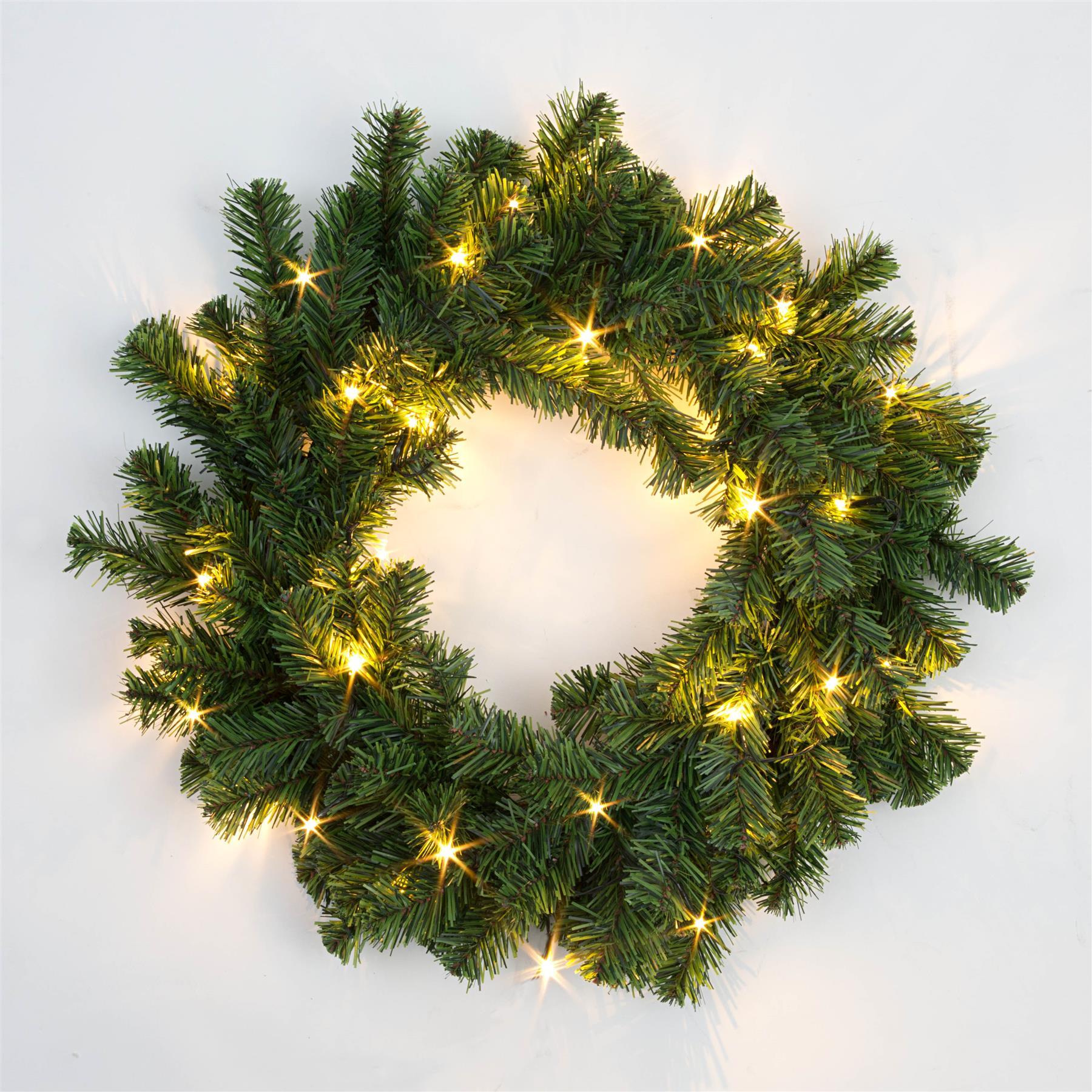 Pre Lit Christmas Wreaths Snow Flocked LED Hanging Wall Door Xmas Home Decor - Picture 12 of 31