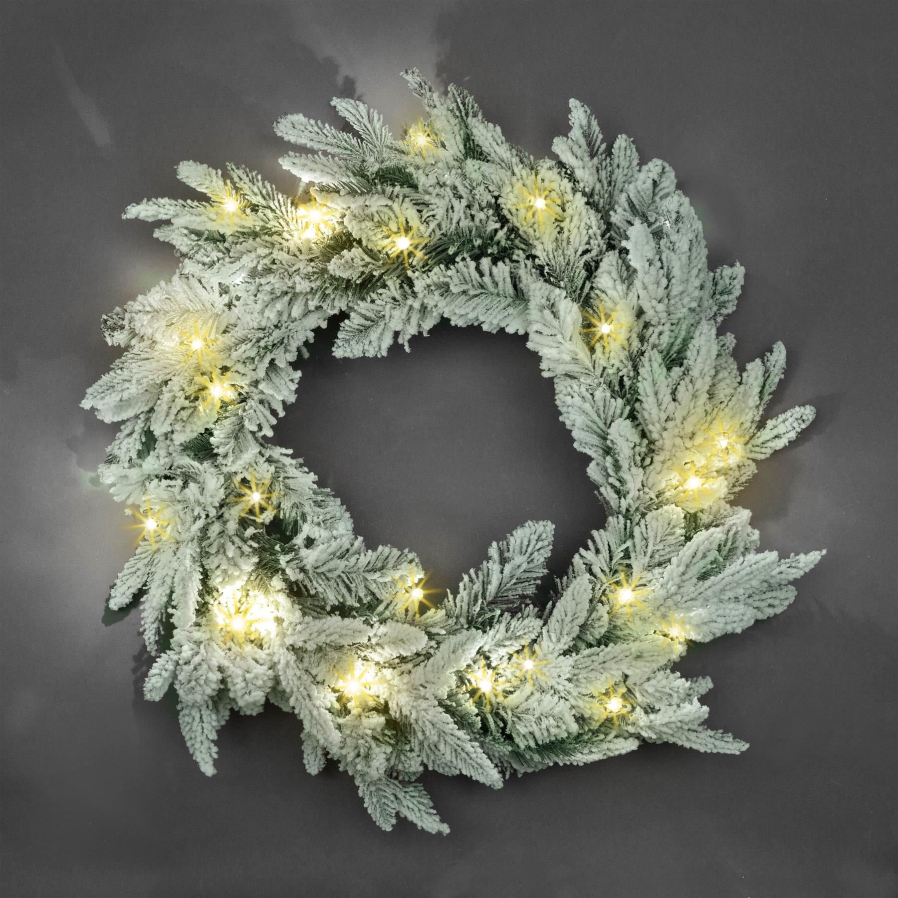 Pre Lit Christmas Wreaths Snow Flocked LED Hanging Wall Door Xmas Home Decor - Picture 22 of 31