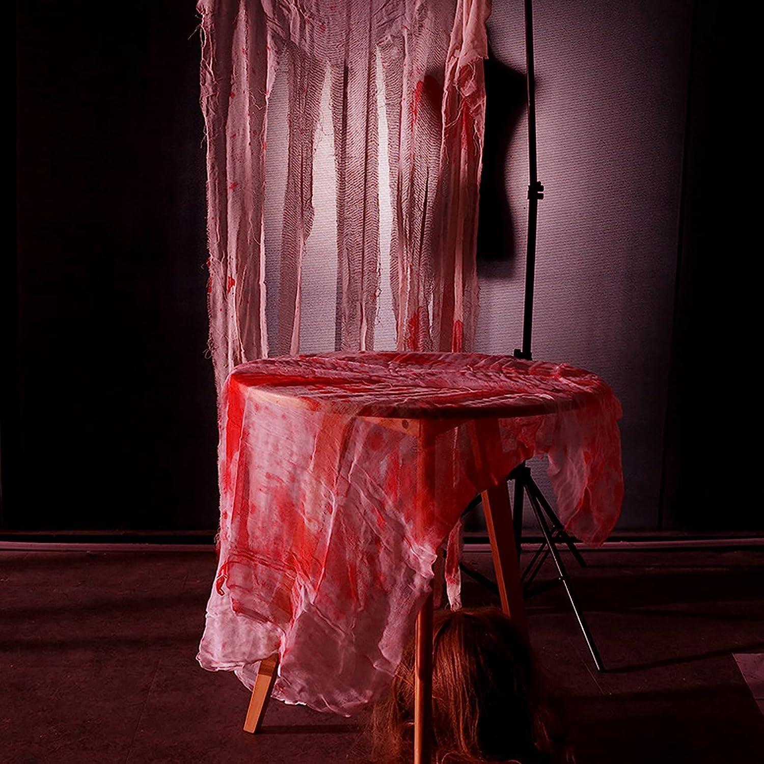 Halloween Creepy Table Cover Blood-Stained Cloth Fabric Scary Hunted House Decor - Picture 24 of 45