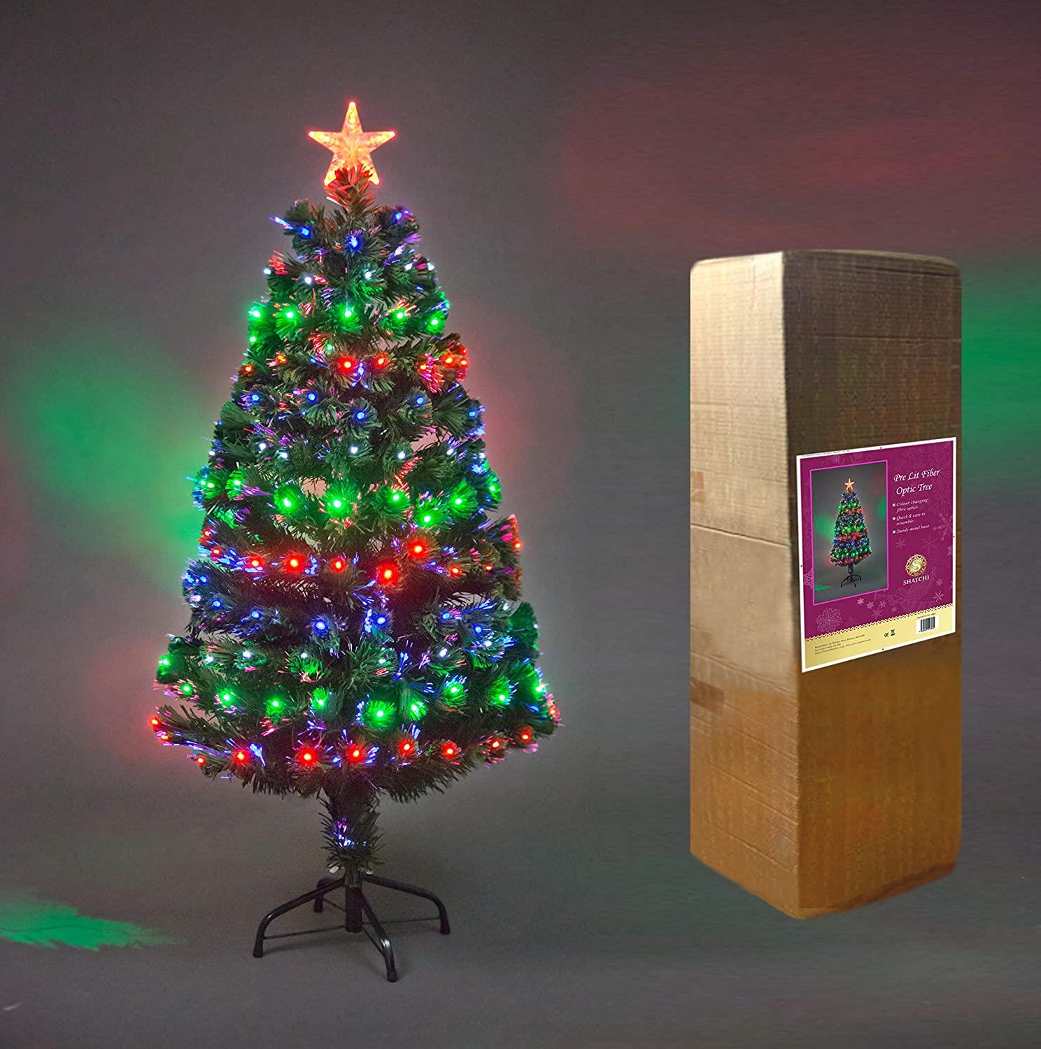 Christmas Tree Pre-Lit Green Fiber Optic LED Light Xmas Home Festive Decor 2-6FT - Picture 24 of 43