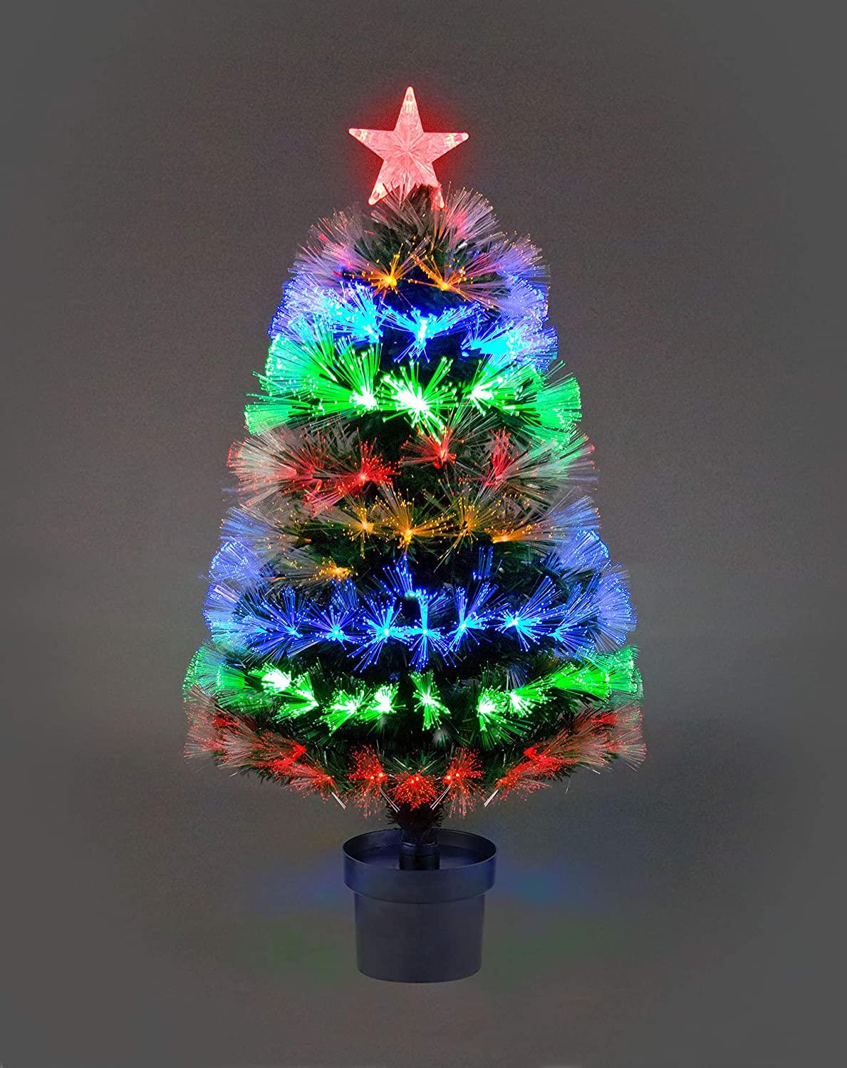 Christmas Tree Pre-Lit Fiber Optic Pine LED Light Xmas Decor Galactic Star 2-6FT - Picture 9 of 57