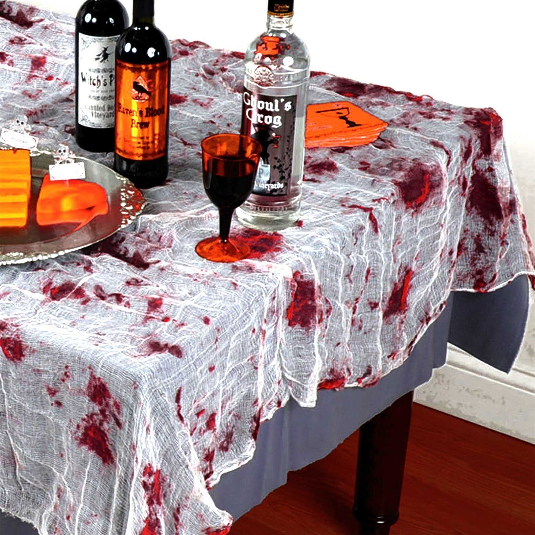 Halloween Creepy Table Cover Blood-Stained Cloth Fabric Scary Hunted House Decor - Picture 30 of 45