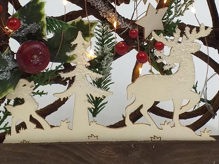 Natural LED 3D Frame PreLit Christmas Xmas Party Wall Hanging Ornament