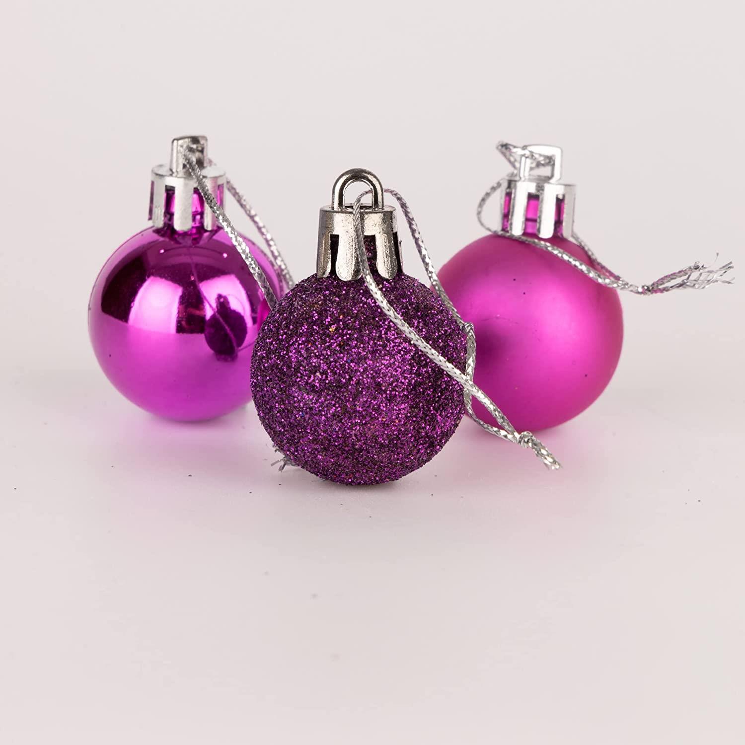 Christmas Baubles Tree Ornament Shiny Glitter Balls Xmas Hanging Decoration 30mm - Picture 82 of 109