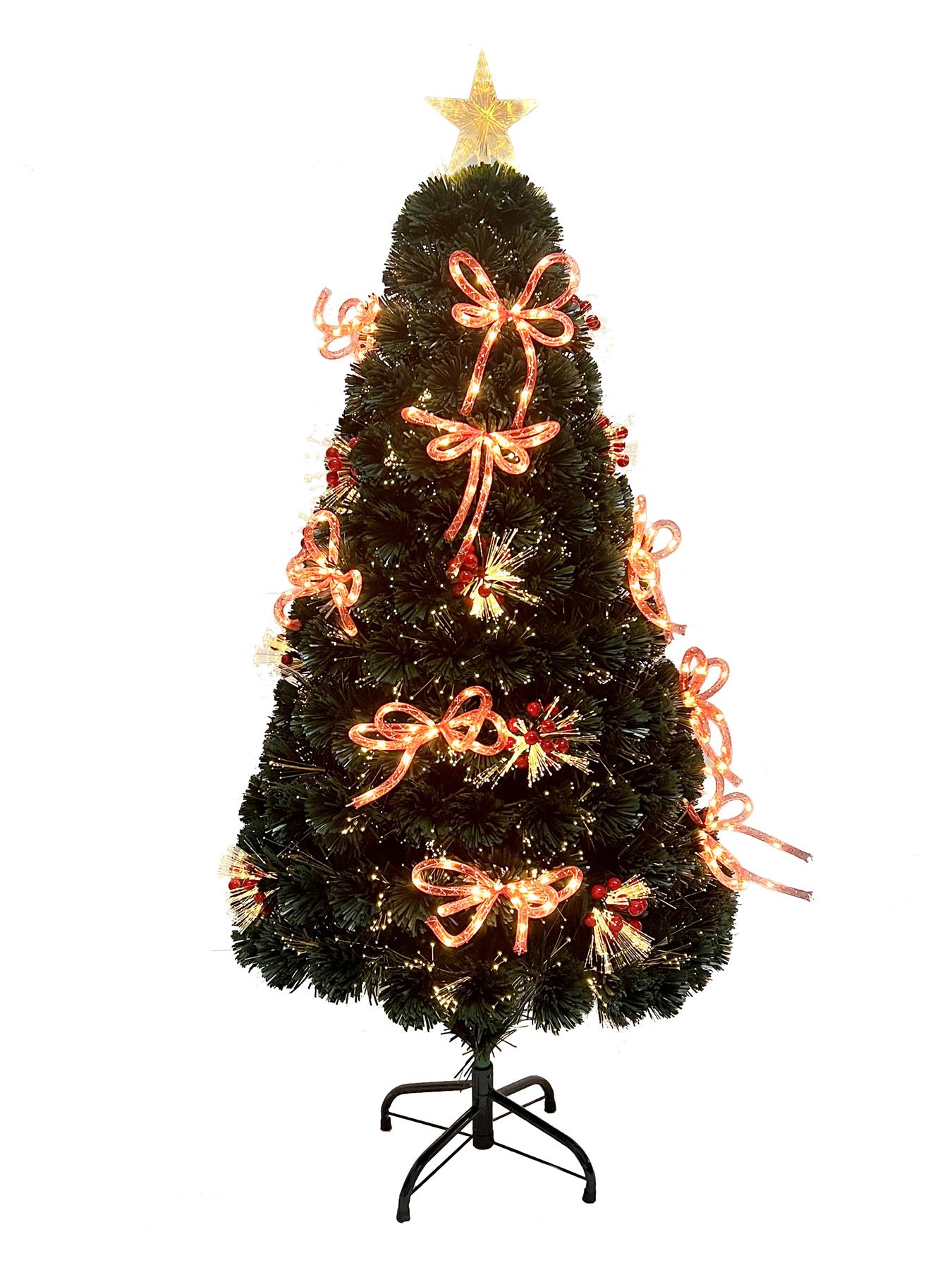 2-6FT Fibre Optic Christmas Tree Pre-Lit Bushy LED Ribbon-Bows Xmas Home Decor - Picture 19 of 29