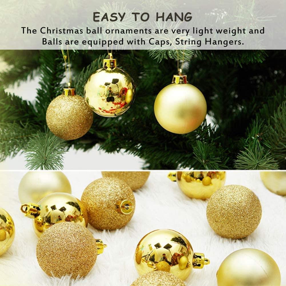 Christmas Baubles Tree Ornament Shiny Glitter Balls Xmas Hanging Decoration 30mm - Picture 47 of 109
