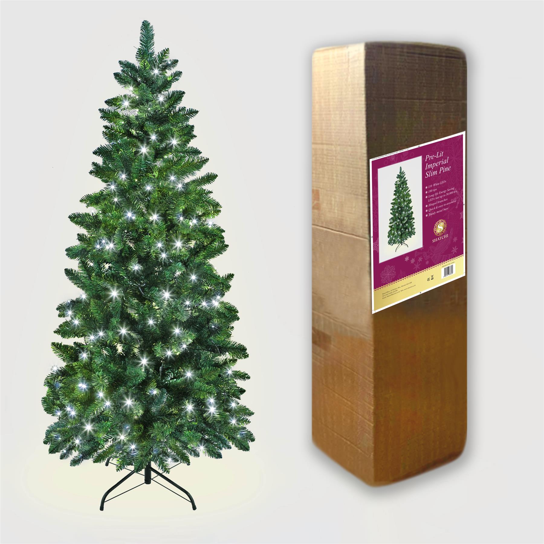 Christmas Tree Pre Lit Slim Pencil Pine Green Artificial Bushy XMAS Decor 4-8FT - Picture 55 of 79