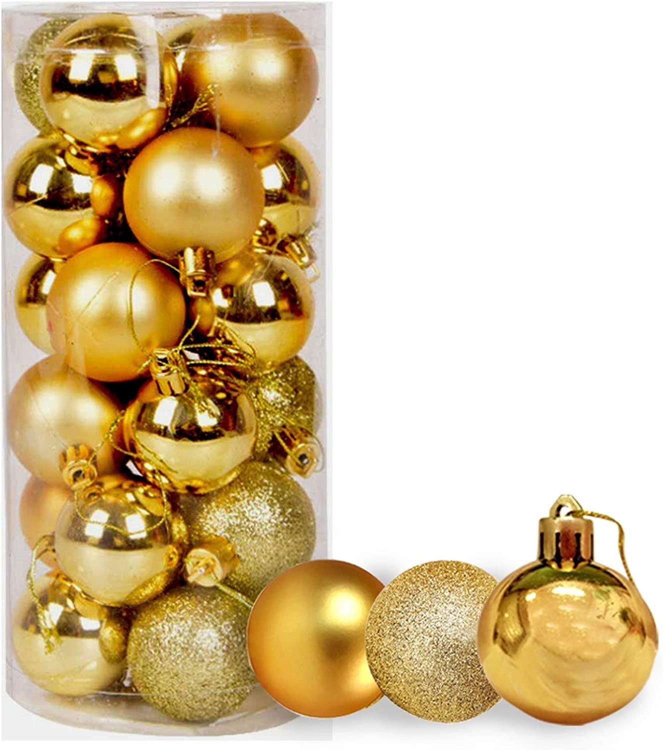 Christmas Baubles Tree Ornament Shiny Glitter Balls Xmas Hanging Decoration 30mm - Picture 44 of 109