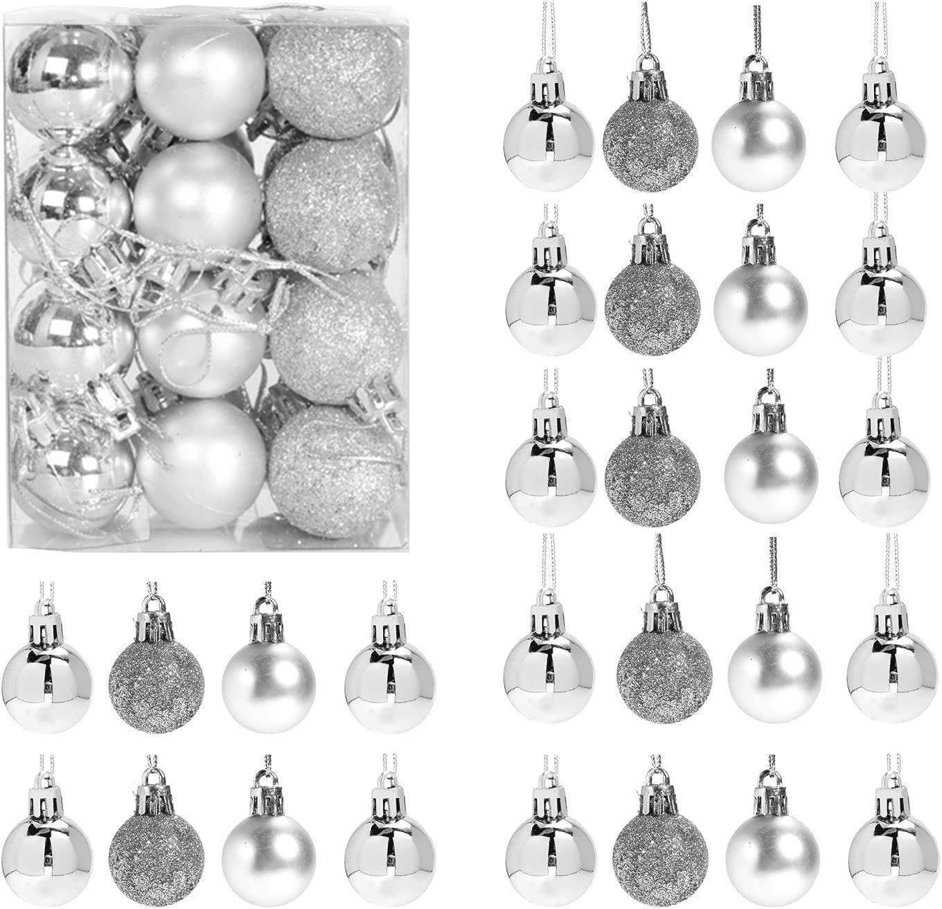 Christmas Baubles Tree Ornament Shiny Glitter Balls Xmas Hanging Decoration 30mm - Picture 92 of 109