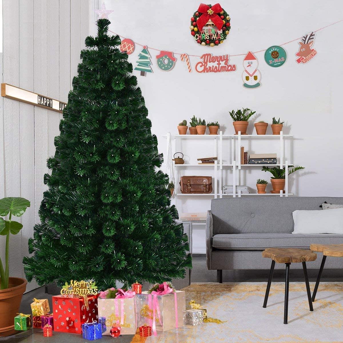 Christmas Tree Pre-Lit Green Fiber Optic LED Light Xmas Home Festive Decor 2-6FT - Picture 30 of 43