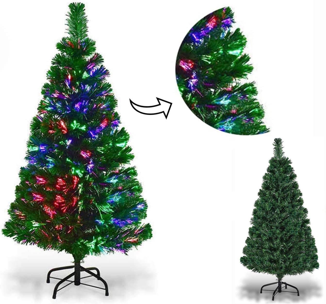 Christmas Tree Pre-Lit Green Fiber Optic LED Light Xmas Home Festive Decor 2-7FT - Picture 22 of 65