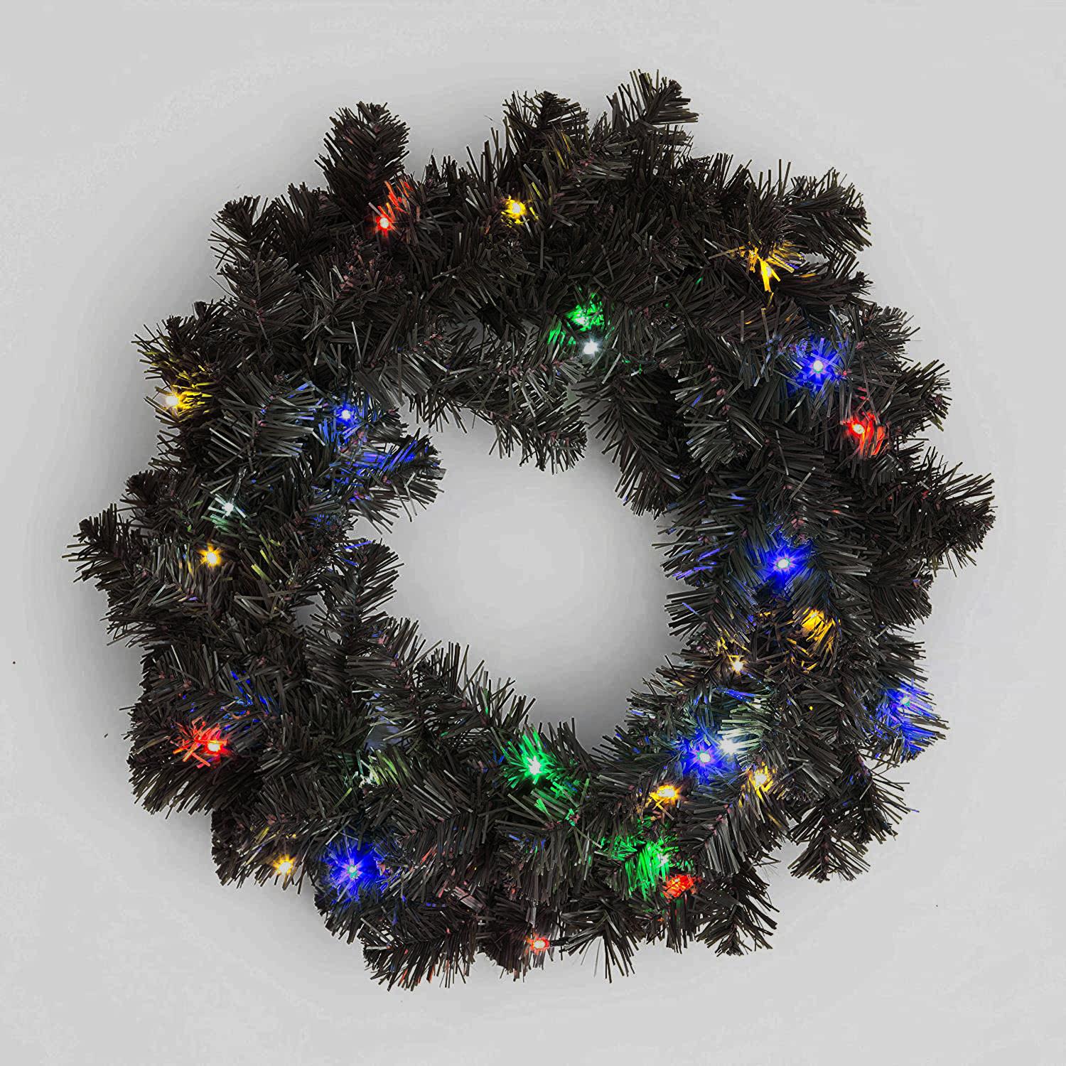 Pre Lit Christmas Wreaths Snow Flocked LED Hanging Wall Door Xmas Home Decor - Picture 3 of 31