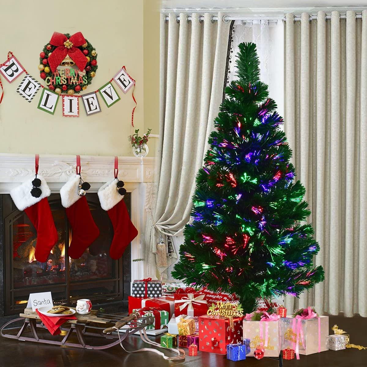 Christmas Tree Pre-Lit Green Fiber Optic LED Light Xmas Home Festive Decor 2-7FT - Picture 65 of 65
