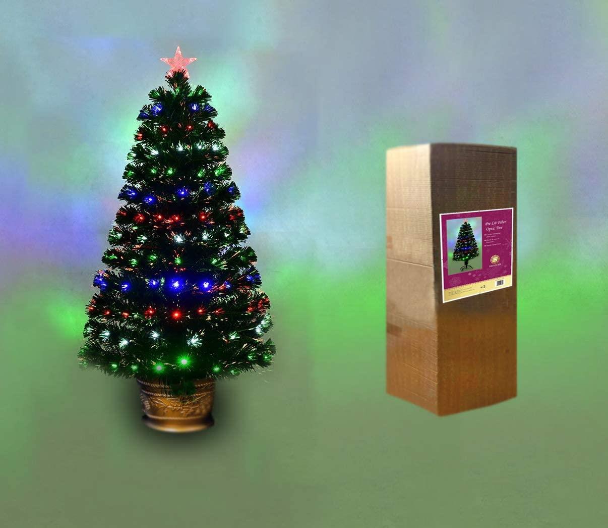 Christmas Tree Pre-Lit Green Fiber Optic LED Light Xmas Home Festive Decor 2-6FT - Picture 10 of 43