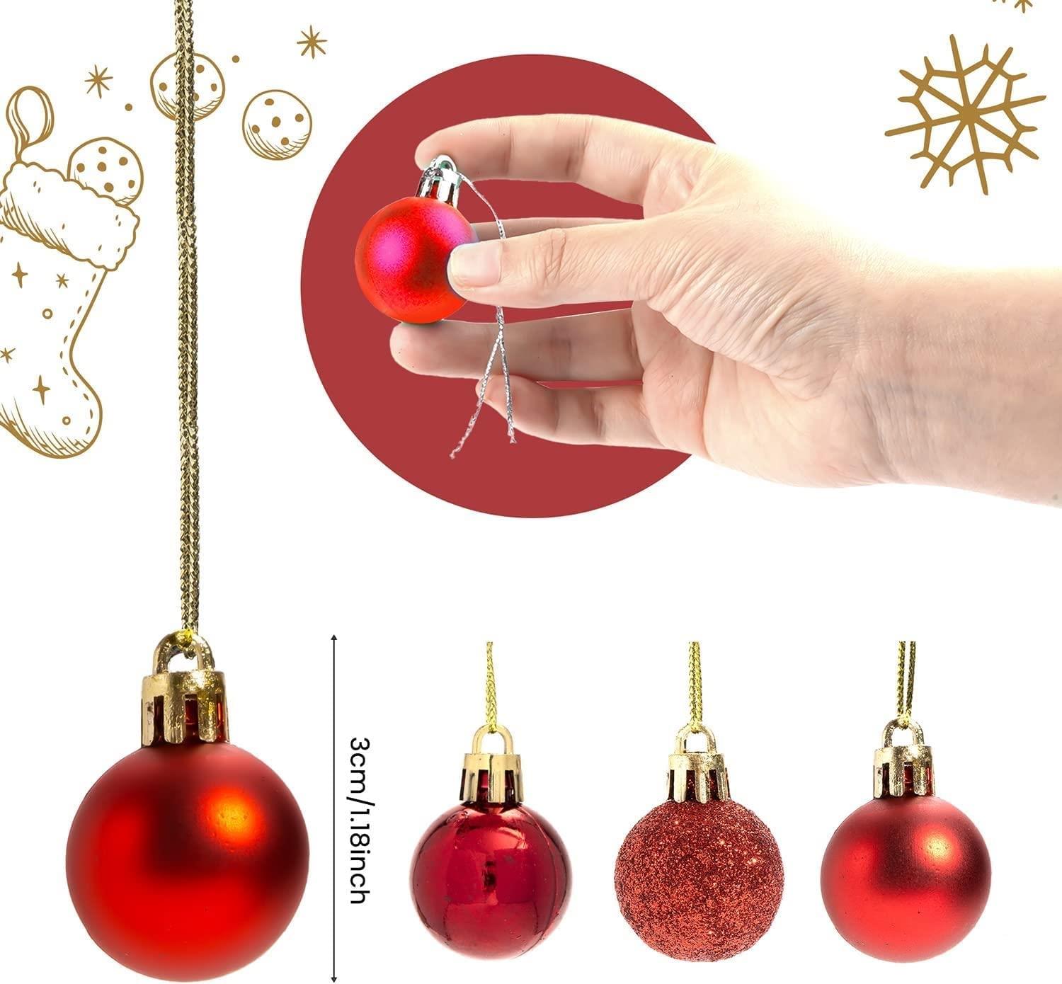 Christmas Baubles Tree Ornament Shiny Glitter Balls Xmas Hanging Decoration 30mm - Picture 87 of 109