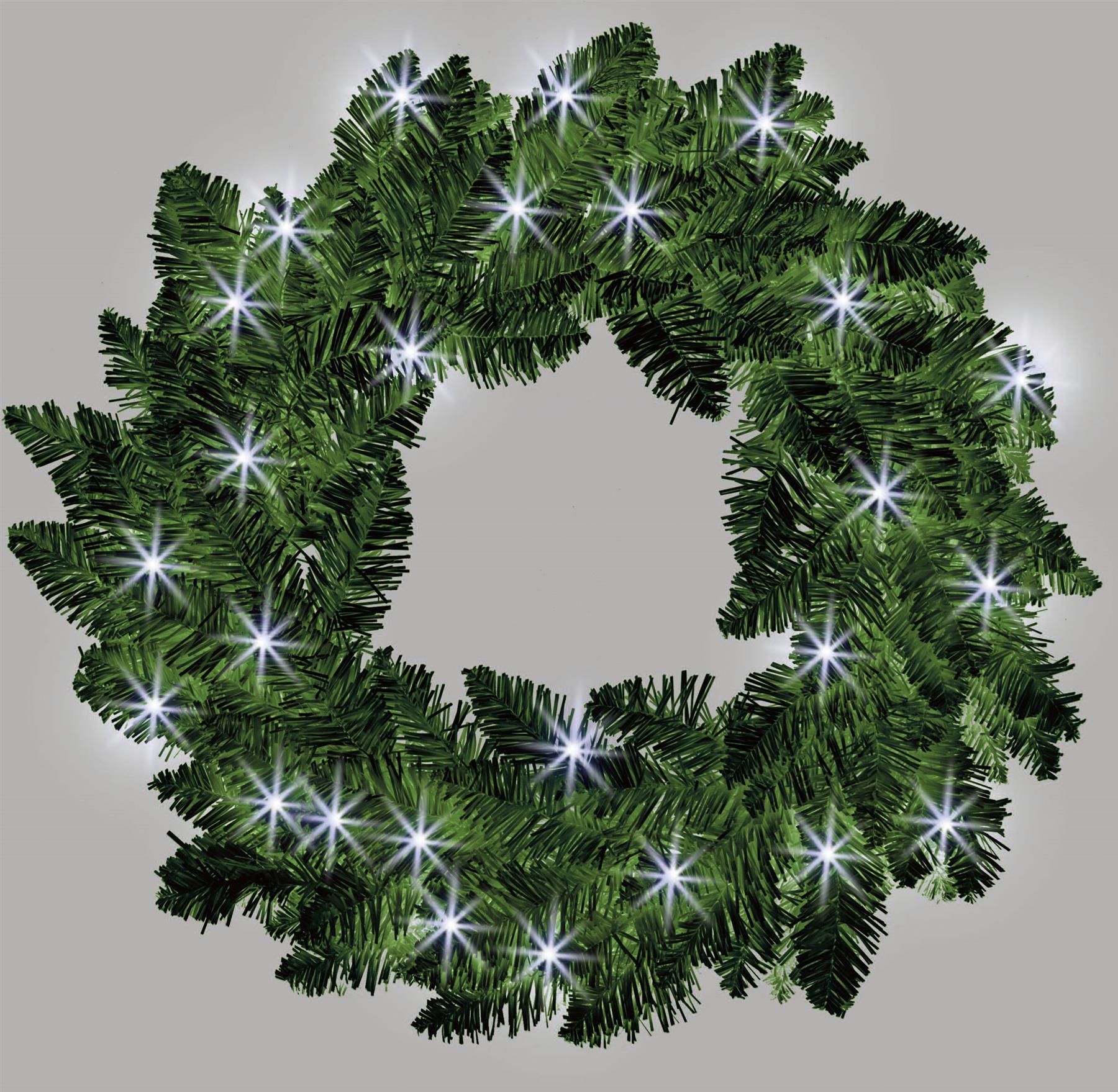 Pre Lit Christmas Wreaths Snow Flocked LED Hanging Wall Door Xmas Home Decor - Picture 14 of 31