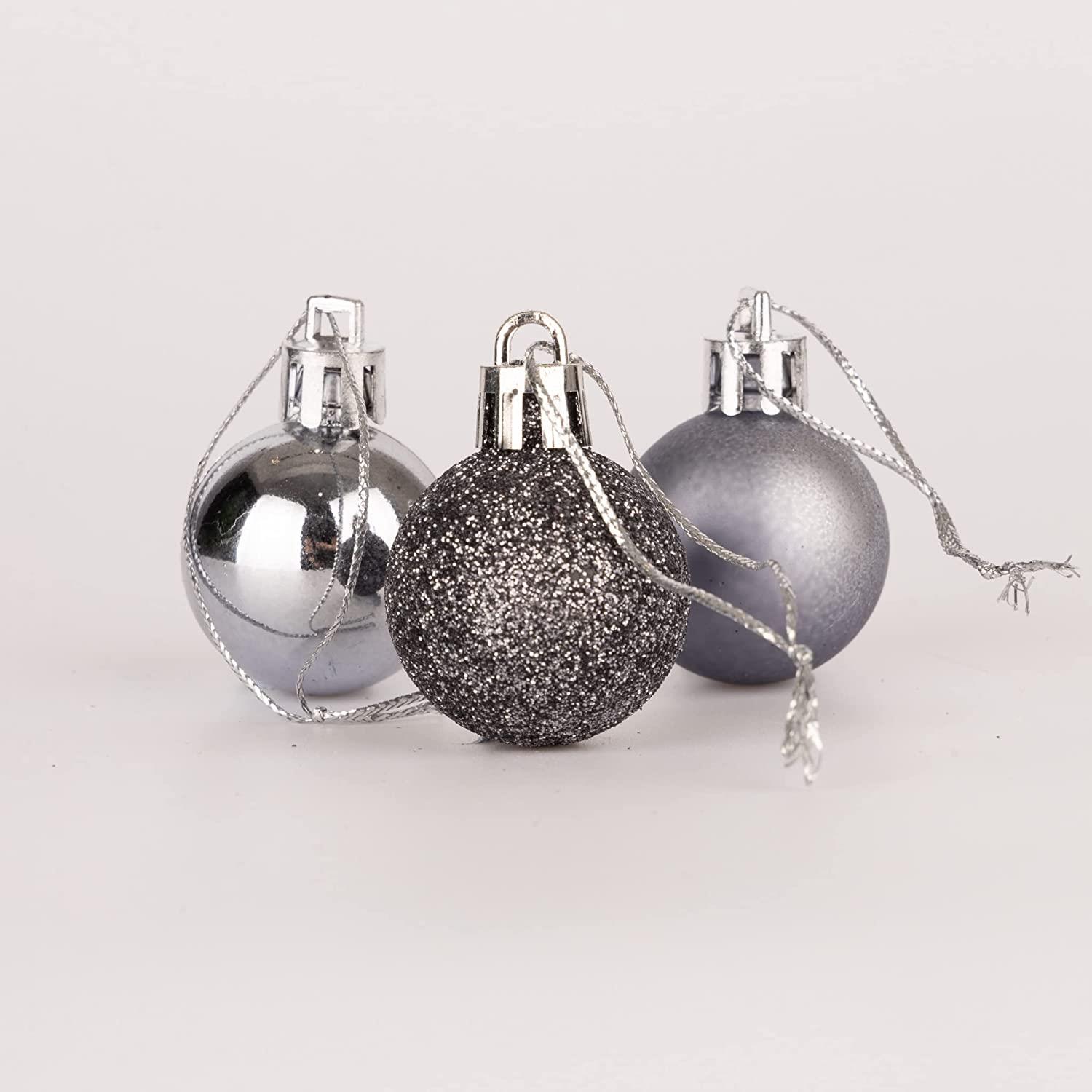 Christmas Baubles Tree Ornament Shiny Glitter Balls Xmas Hanging Decoration 30mm - Picture 28 of 109