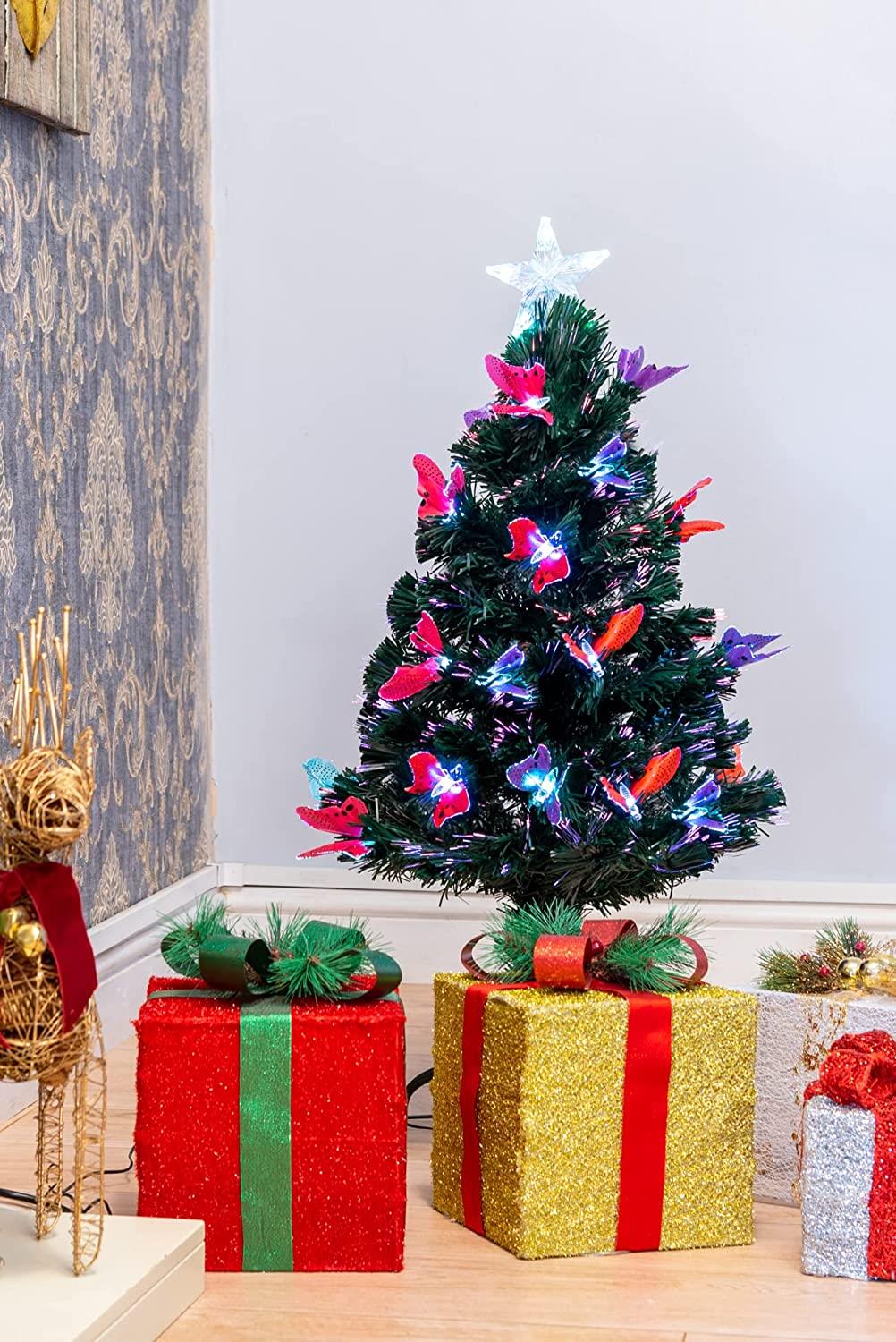 2-6FT Pre-Lit Christmas Tree Fiber Optic Pine LED Light Xmas Home Holiday Decor - Picture 11 of 52