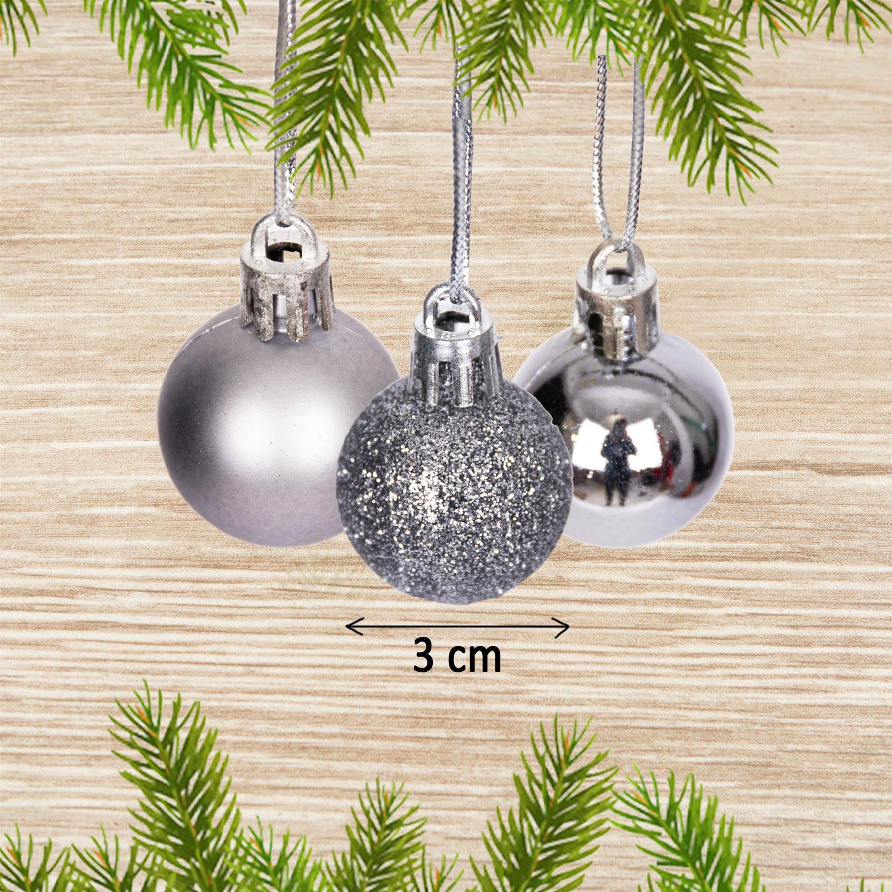 Christmas Baubles Tree Ornament Shiny Glitter Balls Xmas Hanging Decoration 30mm - Picture 60 of 109
