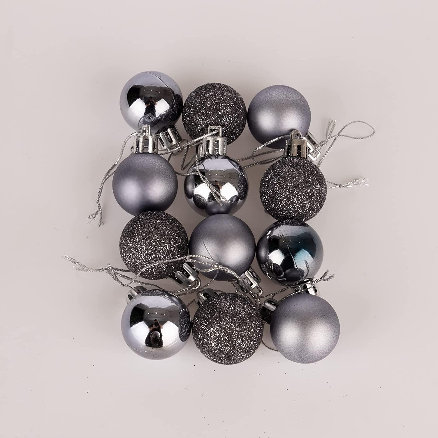 Christmas Baubles Tree Ornament Shiny Glitter Balls Xmas Hanging Decoration 30mm - Picture 30 of 109