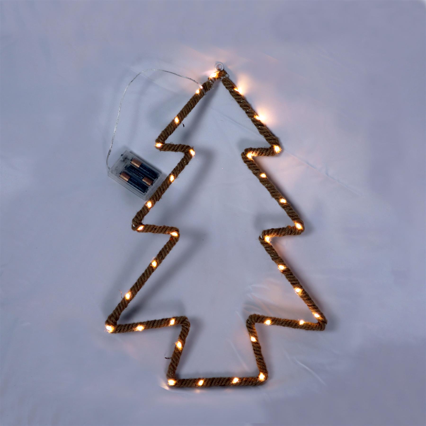 Christmas Rope Lights Silhouette Warm White LED Hemp Jute Wall Window Decoration - Picture 48 of 54