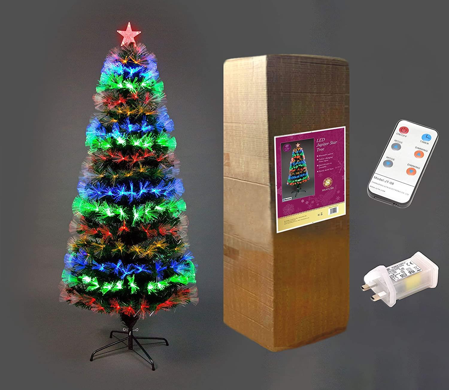 Christmas Tree Pre-Lit Fiber Optic Pine LED Light Xmas Decor Galactic Star 2-6FT - Picture 49 of 57