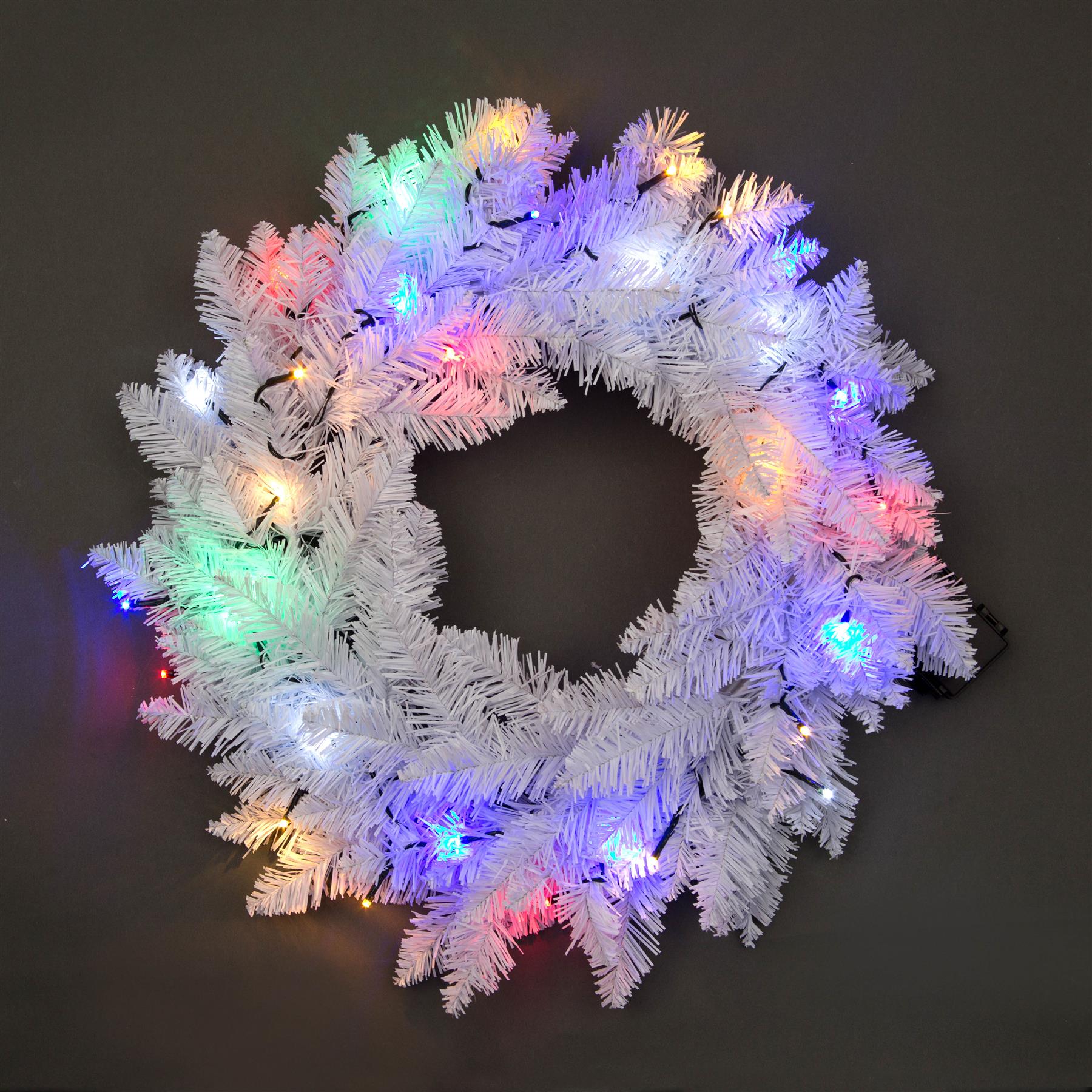 Pre Lit Christmas Wreaths Snow Flocked LED Hanging Wall Door Xmas Home Decor - Picture 31 of 31