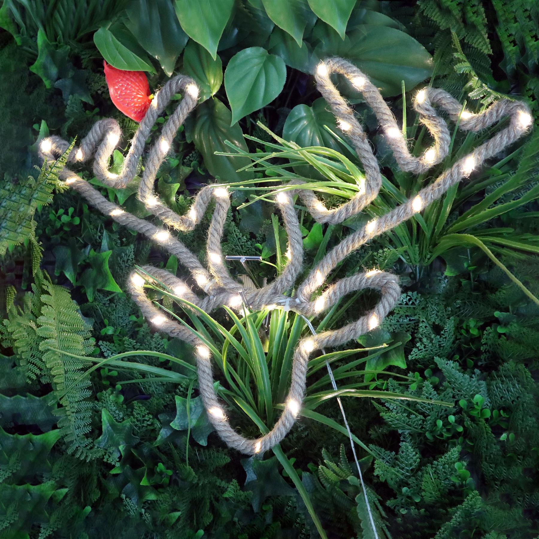 Christmas Rope Lights Silhouette Warm White LED Hemp Jute Wall Window Decoration - Picture 25 of 54