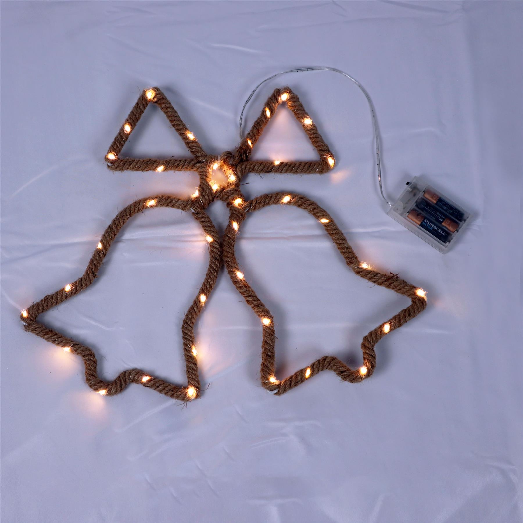 Christmas Rope Lights Silhouette Warm White LED Hemp Jute Wall Window Decoration - Picture 22 of 54