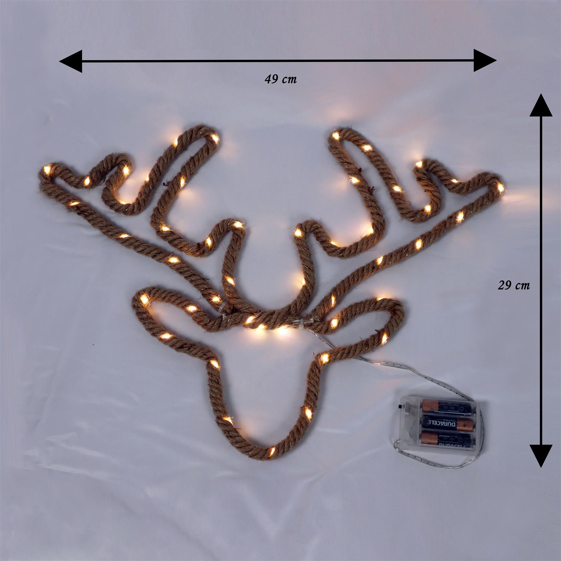 Christmas Rope Lights Silhouette Warm White LED Hemp Jute Wall Window Decoration - Picture 28 of 54