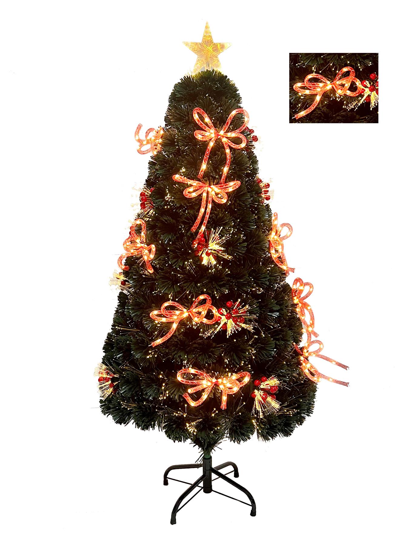 2-6FT Fibre Optic Christmas Tree Pre-Lit Bushy LED Ribbon-Bows Xmas Home Decor - Picture 12 of 29