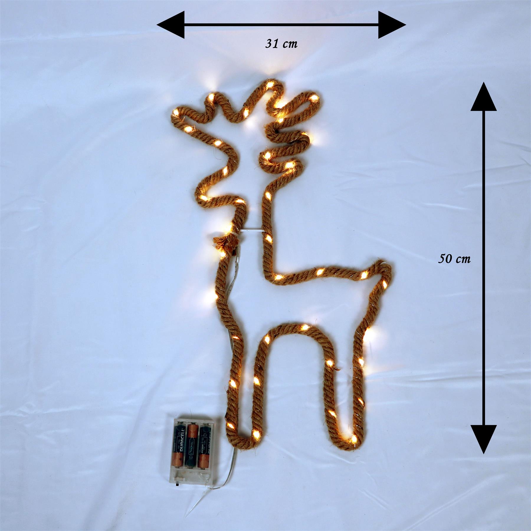 Christmas Rope Lights Silhouette Warm White LED Hemp Jute Wall Window Decoration - Picture 41 of 54