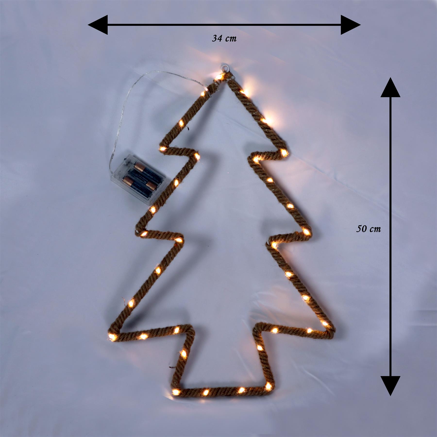 Christmas Rope Lights Silhouette Warm White LED Hemp Jute Wall Window Decoration - Picture 50 of 54