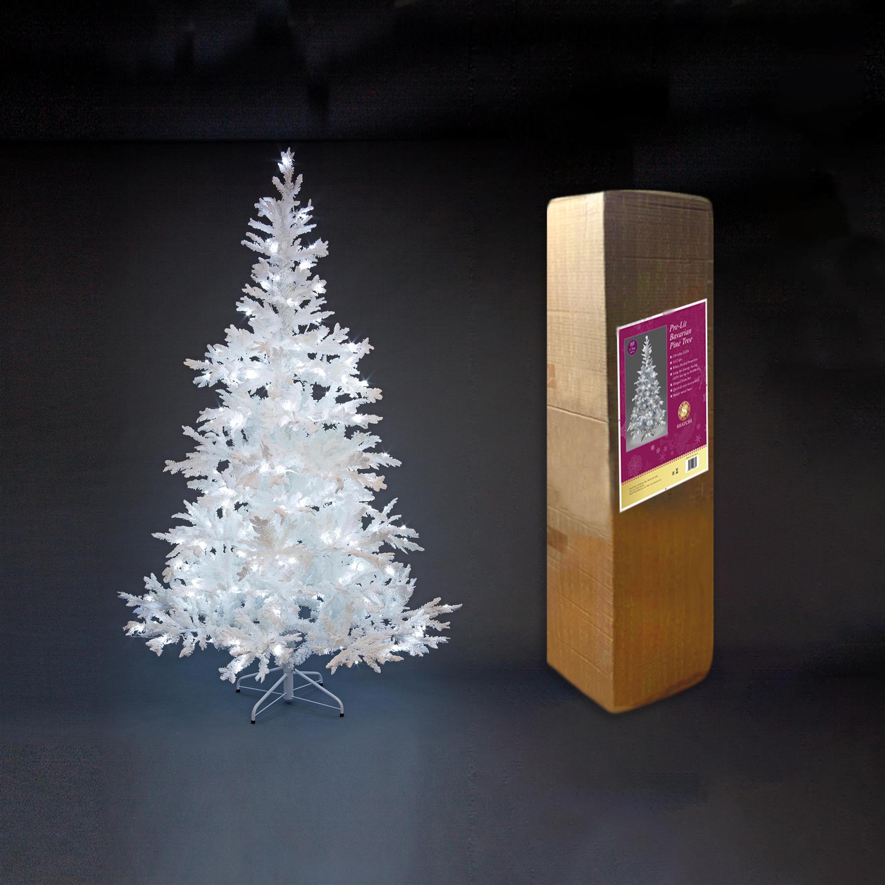 White frosted pre lit christmas tree Clearance