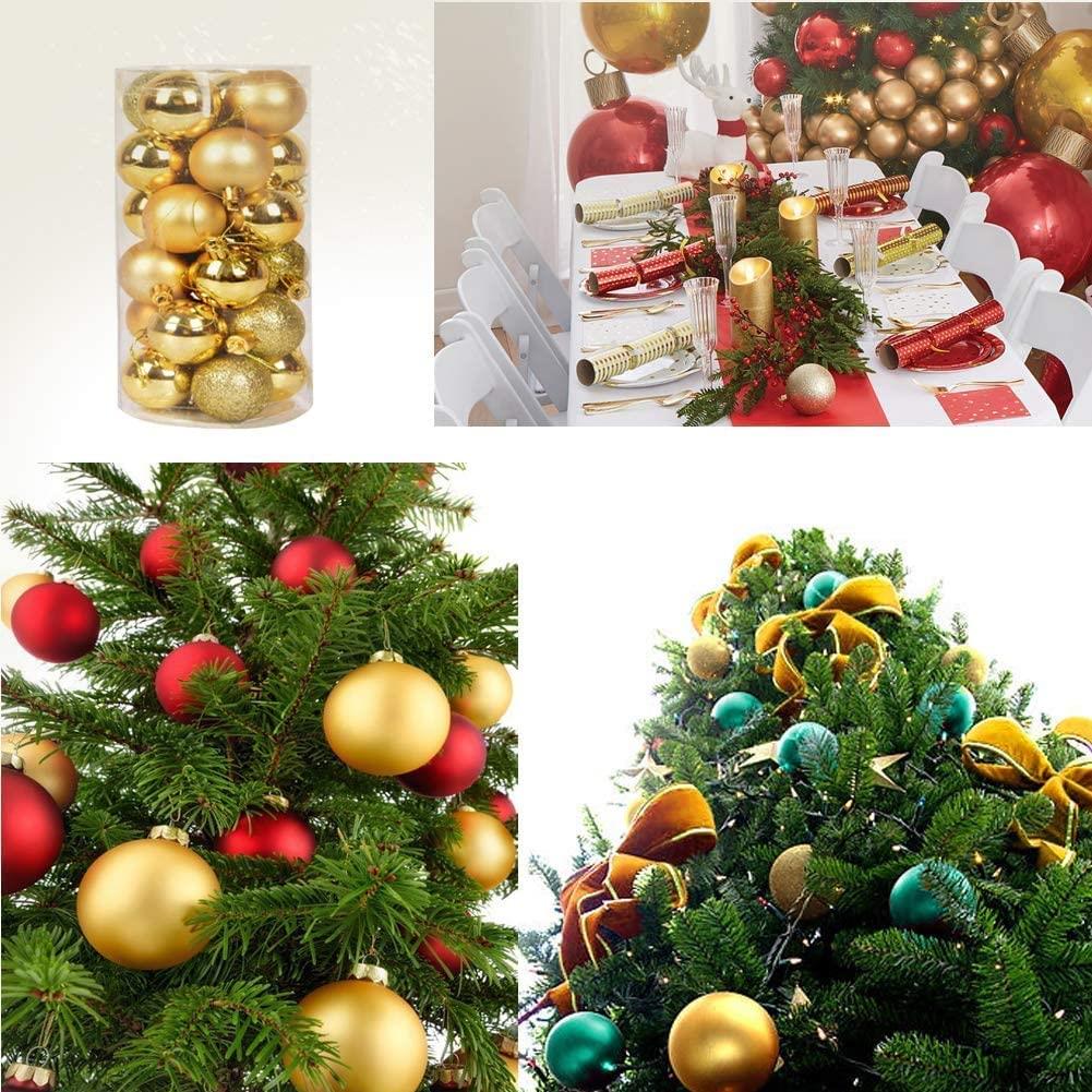 Christmas Baubles Tree Ornament Shiny Glitter Balls Xmas Hanging Decoration 30mm - Picture 48 of 109